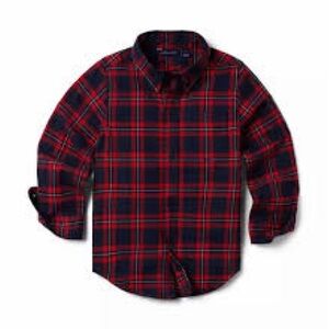 NWT Janie and Jack Conner Navy Plaid Button Down Shirt Size 14